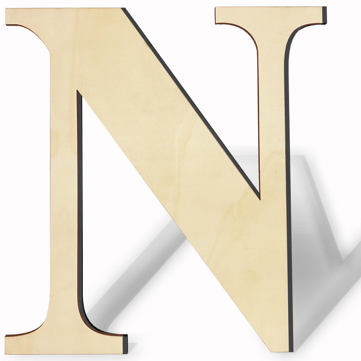 17 Inch Unfinished Wood Letter for Wall Decor, Paintable Thick Wooden Letter for DIY Craft Projects, Blank Wood Alphabet Letter for Birthday, Parties, Wedding, Christmas Home Decoration(Letter N) BIUWING