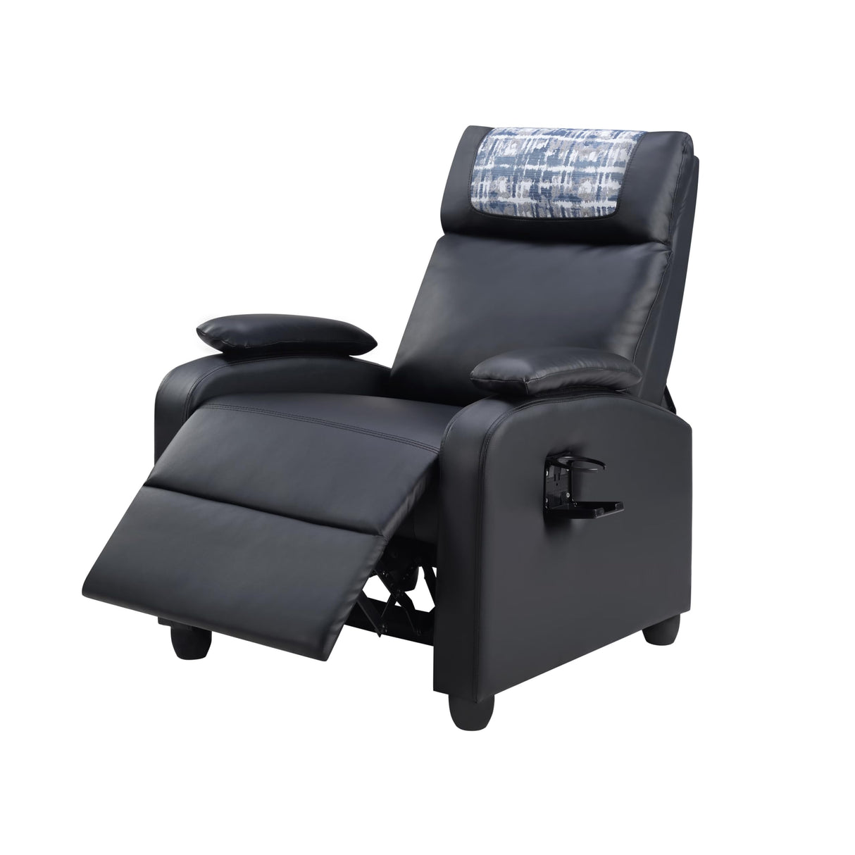Manual Recliner Chair with Cup Holder – Classic PU Leather Reclining Single Sofa for Living Room, 3-Position Adjustable Recliner with Footrest and Headrest Pillow, Easy Assembly (Black) Generic