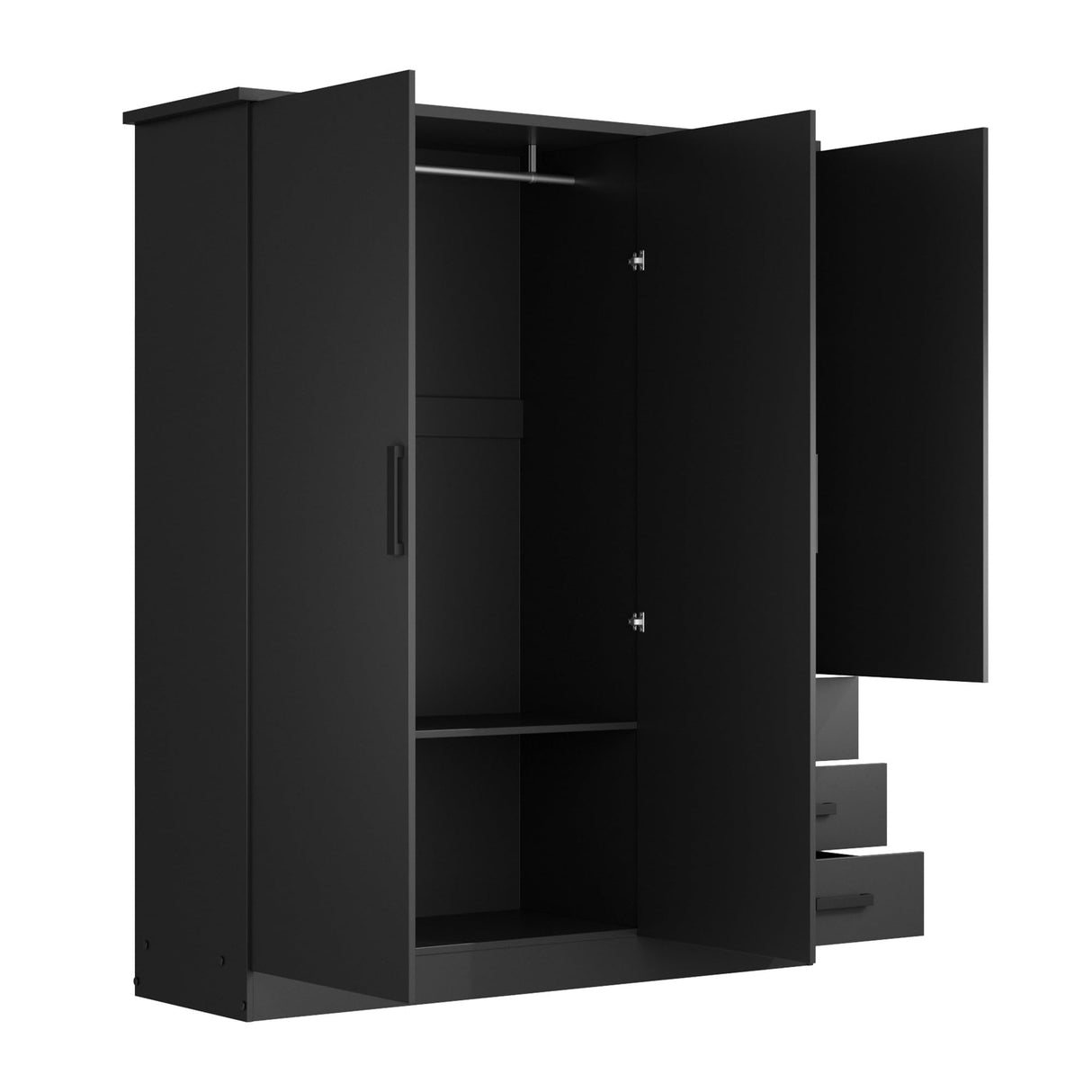 Better Home Products Violet Wardrobe Armoire Closet with Mirror, Three Drawers and 3 Doors. (Black) Better Home Products