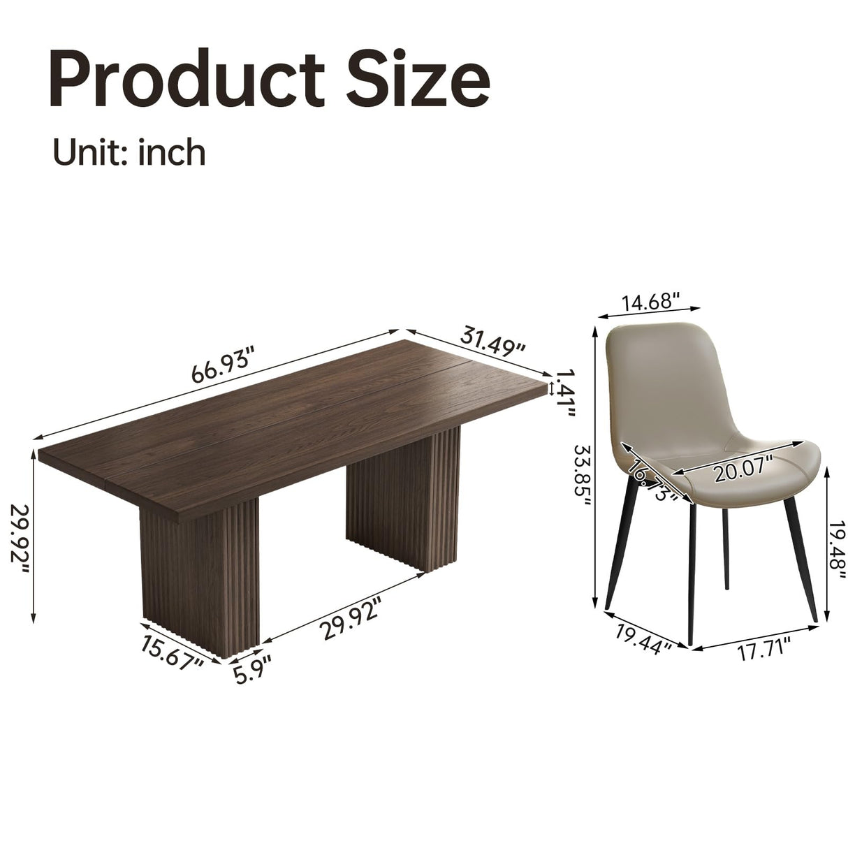 QEZEOM 9-Piece Modern Dining Table Set, 66.93" Rectangular Kitchen Table with 8 Chairs, Long Dining Room Table for Living Room, Office, Easy Assembly, Oak QEZEOM