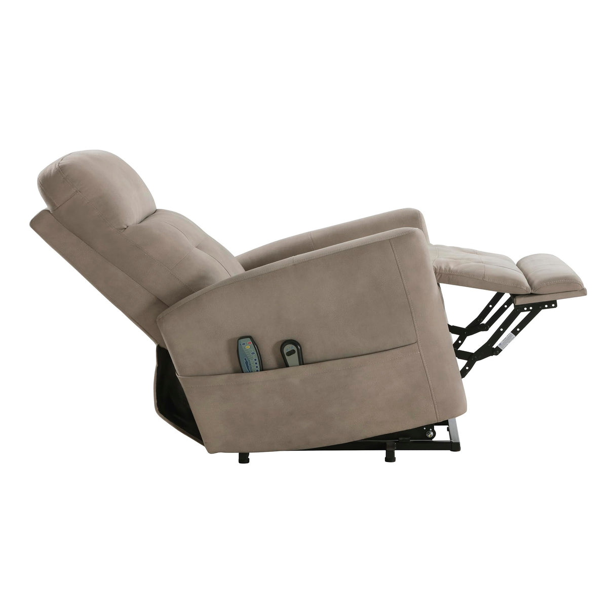 Lexicon Power Lift Recliner with Heat and Massage for Adults Elderly Ergonomic, Textured Microfiber Tufted Lounge Chair Classic Single Sofa Recliner with Side Pockets, Home Theater Seating, Brown Lexicon