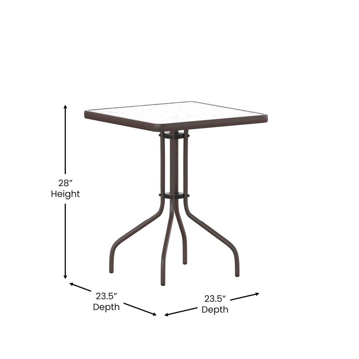 Flash Furniture Barker 23.5'' Square Tempered Glass Metal Table, Bronze Flash Furniture