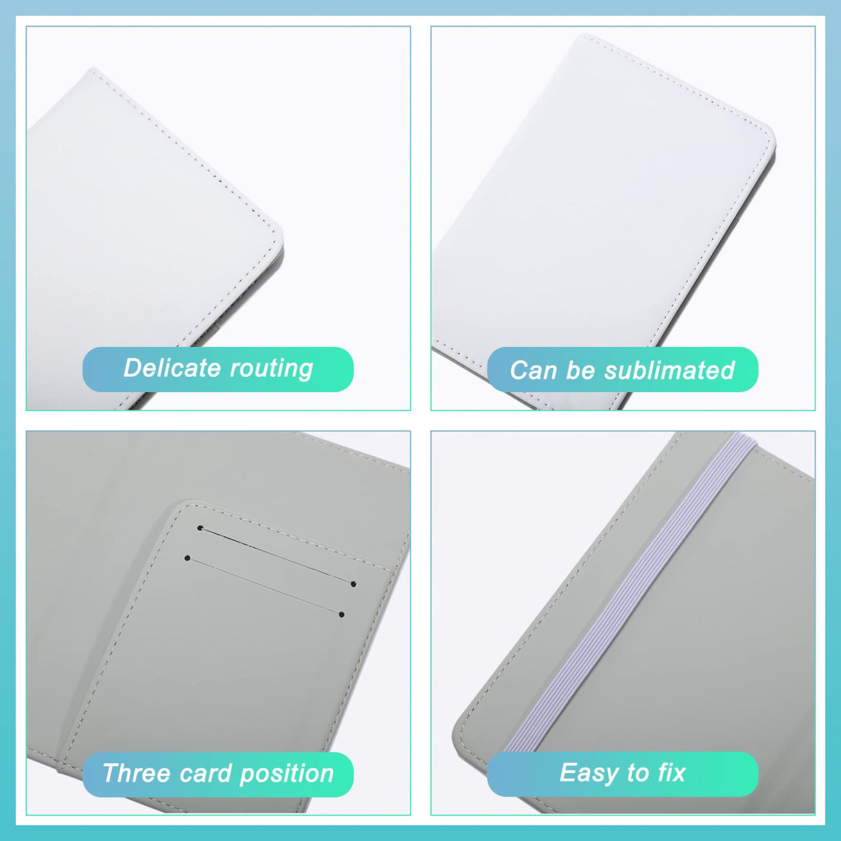 Outus 3 Pcs Sublimation Passport Cover Blank DIY Passport Holder Travel ID Cards Holder Wallet Cover for Passport Business Cards Credit Cards Boarding Passes Outus