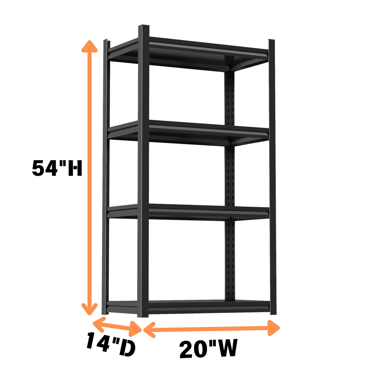Notmise Metal Garage Shelving Unit, Heavy Duty 4-Tier Adjustable Storage Rack, Steel Shelving,2000 lbs Capacity, Industrial Shelves for Heavy Tools and Equipment (4-Tier 54" H x 20" W x 14" D) Notmise