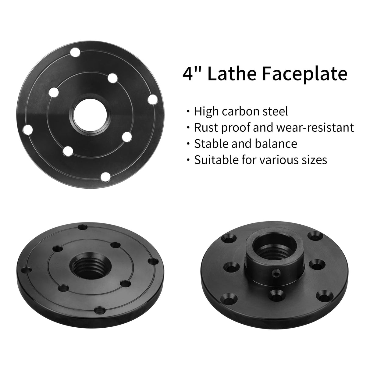 DEEFIINE 4'' Steel Wood Lathe Faceplate Chucks,Faceplate for Wood Lathe,Lathe Face Plate Fit for 1'' x 8TPI Spindle without Screwchuck DEEFIINE