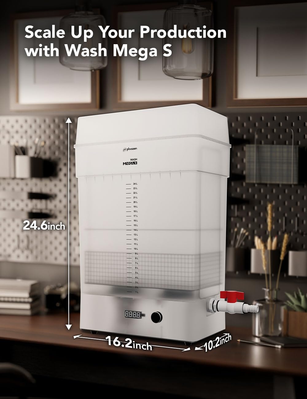 phrozen Wash Mega S 3D Printer Resin Washing Station, Dual Speed 25L Capacity, Large Washing Container, Washing Size L12.99xW7.48xH11.81 inch phrozen
