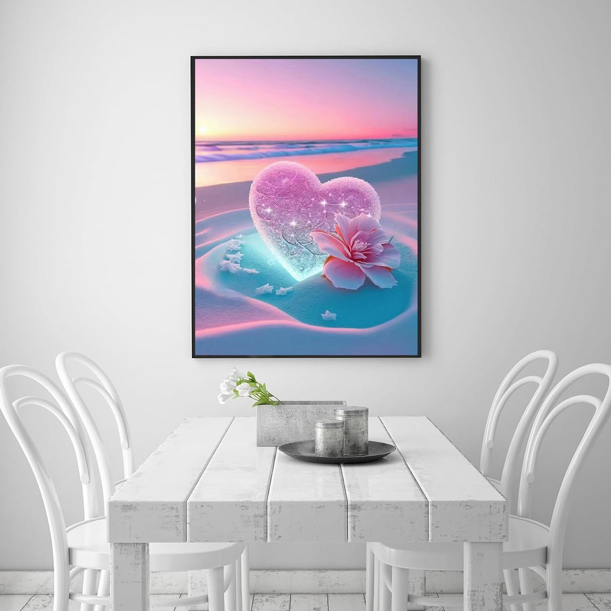 ajepon Beach Diamond Painting Kits for Adults - Diamond Art Kits for Love Heart, Gem Art Kits Beaches for Adults for Gift Home Wall Decor (16x12inch) ajepon