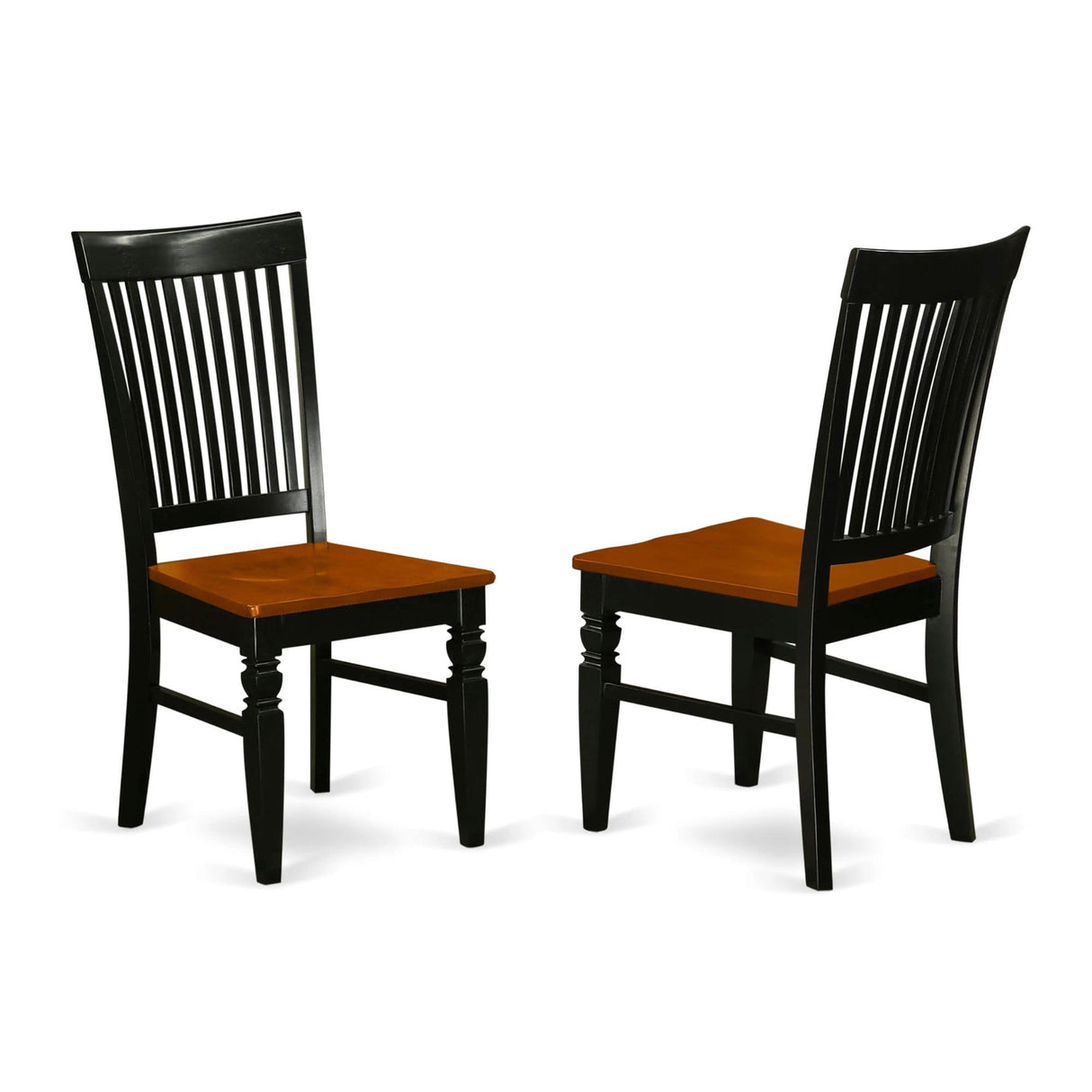 East West Furniture WEC-BCH-W Weston Dining Chairs - Slat Back Wooden Seat Chairs, Set of 2, Black & Cherry East West Furniture