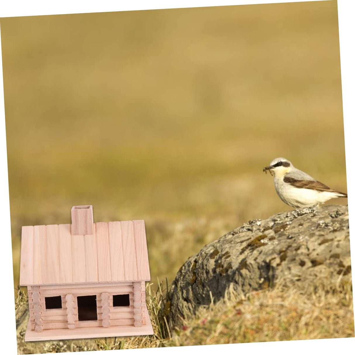 OFFSCH Creative Wooden Bird Nest House for Garden Decoration Unfinished Pine Birdhouse Ornament for Outdoor Birds DIY Paintable Bird Nest for Hummingbirds and Sparrows OFFSCH