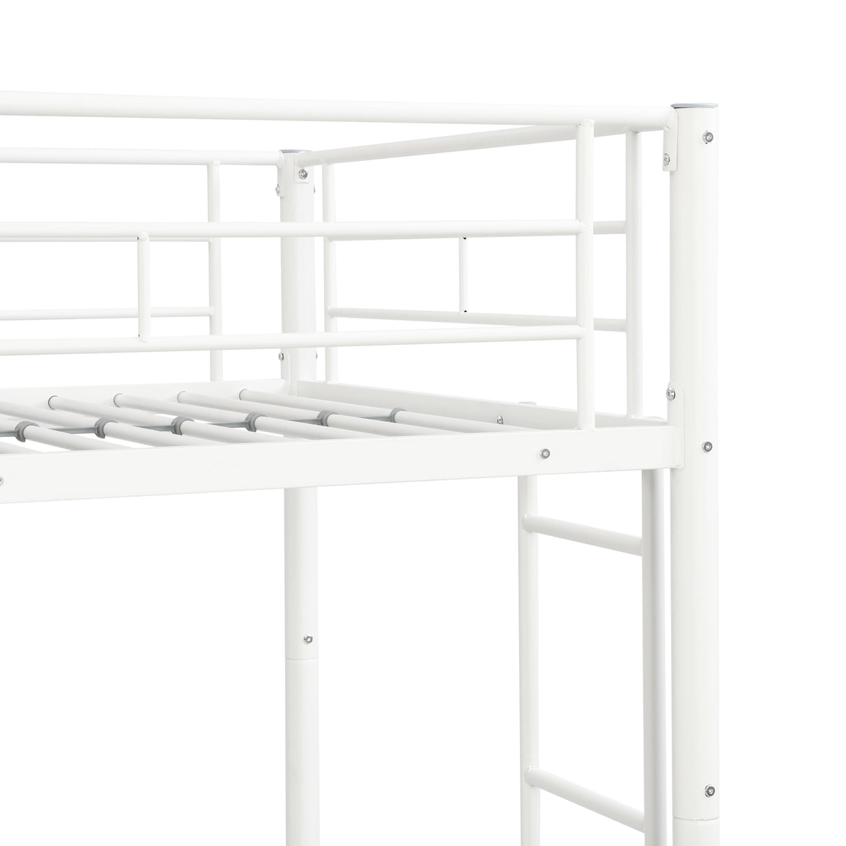 AEMSOFK Twin Over Twin Metal Bunk Bed with Trundle,Can be Divided Into Two Bed with Ladder & Guard Rail for Adults,No Box Spring Needed, Noise Free (White) AEMSOFK