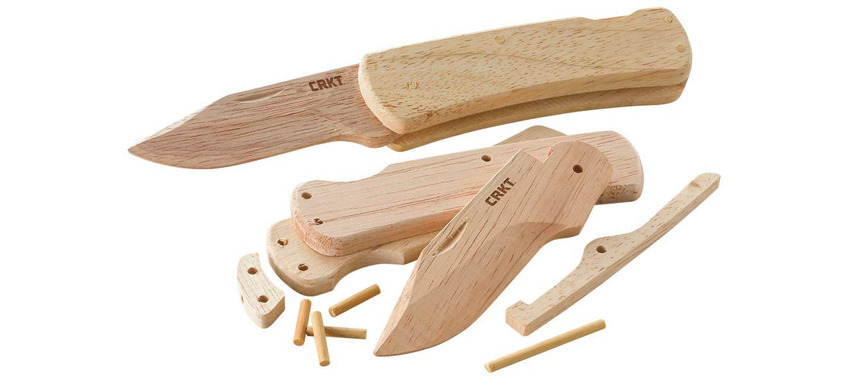 CRKT Nathan's Knife Kit: Wooden Pocket Knife, Drop Point Blade Design with Working Lock Back, Craft Project, Great for Kids 1032, Black CRKT