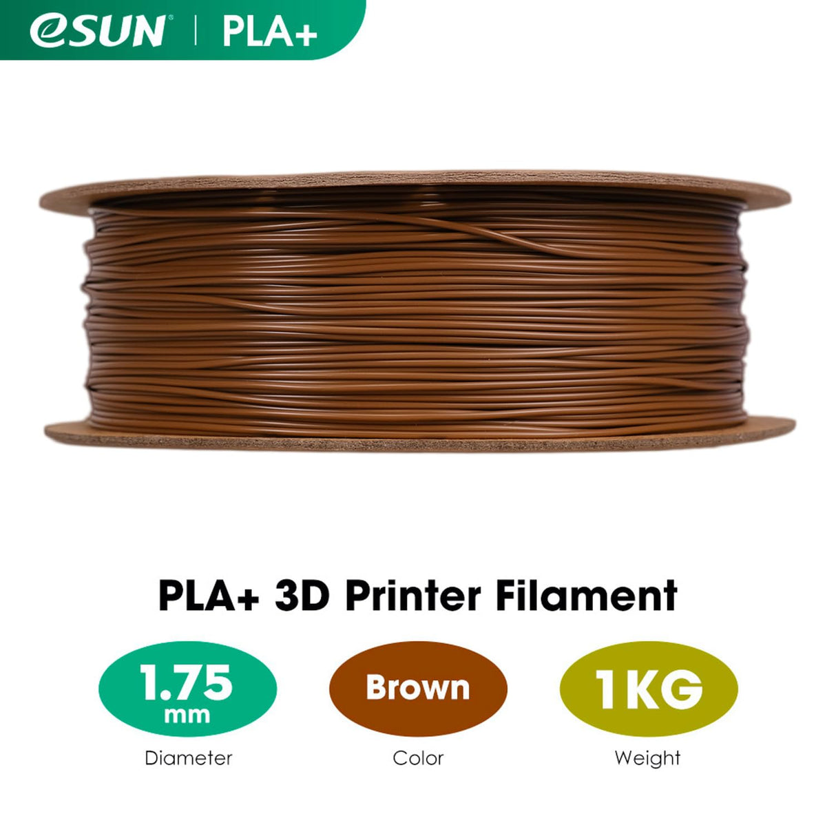 eSUN PLA+ Filament 1.75mm, 3D Printer Filament PLA Plus, Dimensional Accuracy +/- 0.03mm, 1KG Spool (2.2 LBS) 3D Printing Filament for 3D Printers, Brown eSUN