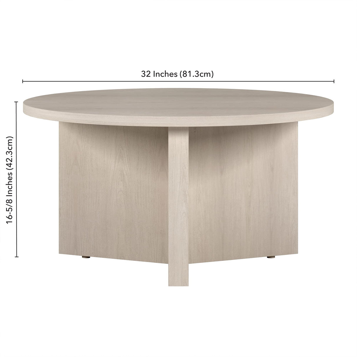 Henn&Hart 32" Wide Round Coffee Table in Alder White, for Home, Living Room, Bedroom, Entertainment Room, Office Henn&Hart
