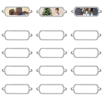 Frinnovan 15 Pack Sublimation Watch Charms Blanks Personalized Watch Bands Blank Charm DIY Photo Jewelry Making Crafts Rectangle Silver