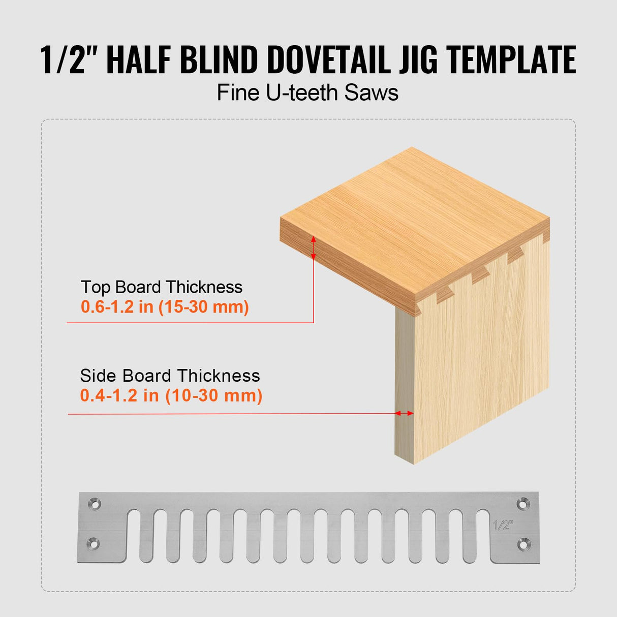 VEVOR Dovetail Jig, 12 in Width, Dove Tailing Router Jigs with 4 Router Bits & 3 Templates, Precise Alignment Dove Tail Jig, Mortise and Tenon Woodworking Tools for Furniture & Wood Cabinet Making VEVOR