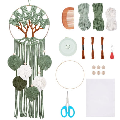 ACRNIGHEET Tree of Life Dream Catcher Macrame Kit for Adults Beginners Macrame Leave Wall Hanging Decor with Video Tutorials Handmade Woven Boho Home Decor for Bedroom Dorm Decoration