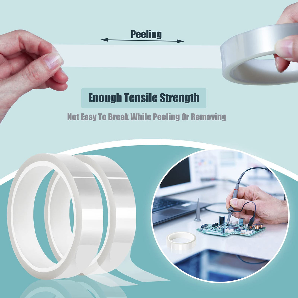 MEBMIK 2 Rolls 20mm x33m(108ft) Clear Heat Tape,Transparent High Temperature Heat Resistant Tape,Heat Transfer Tape for Heat Press and Sublimation,Heat Transfer Vinyl,No Residue MEBMIK