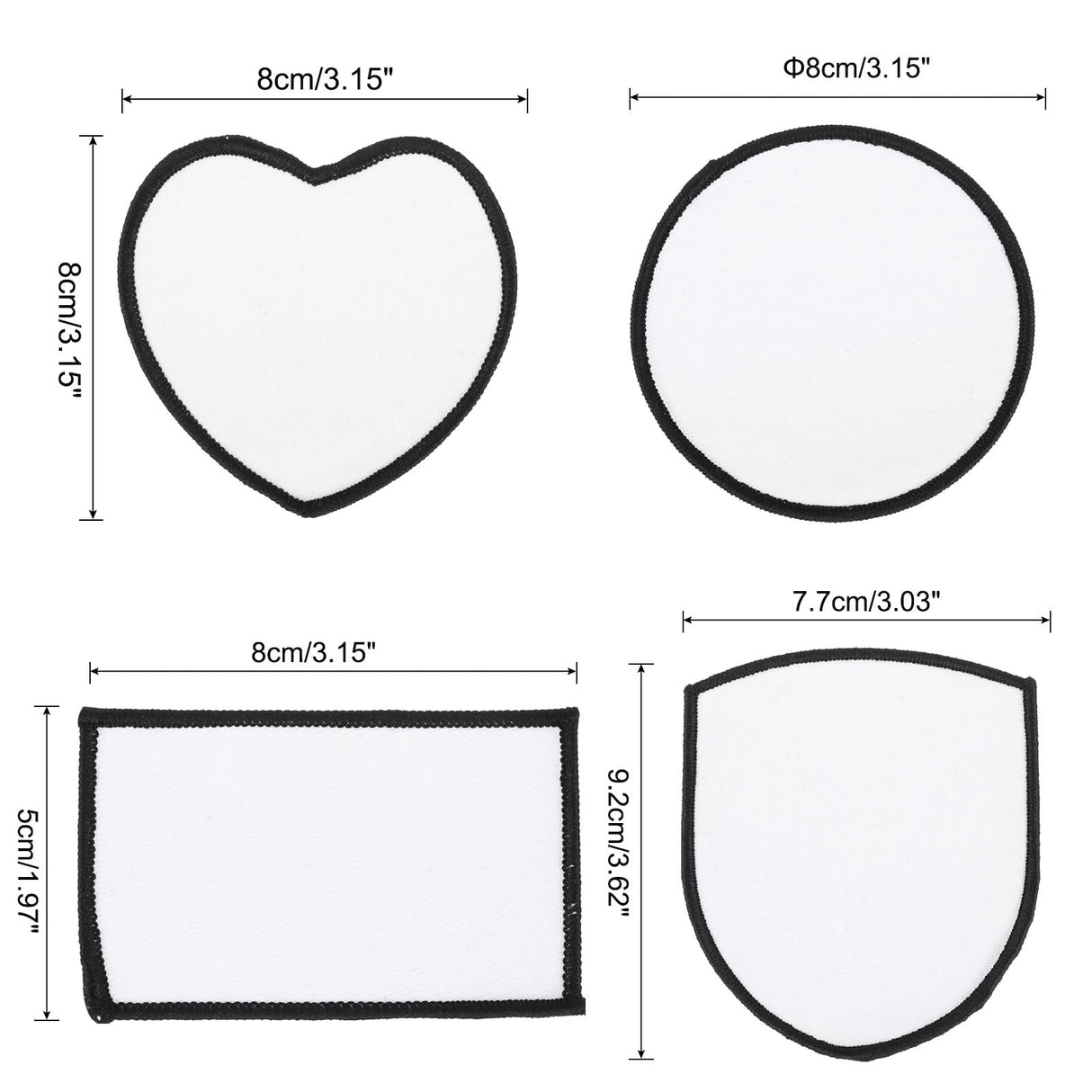 MECCANIXITY 8pcs Sublimation Patch Blank, Fabric Iron-on Blank Heat Transfer Repair Patch for DIY Crafts Caps Clothes Shoes Bags Uniforms, White MECCANIXITY