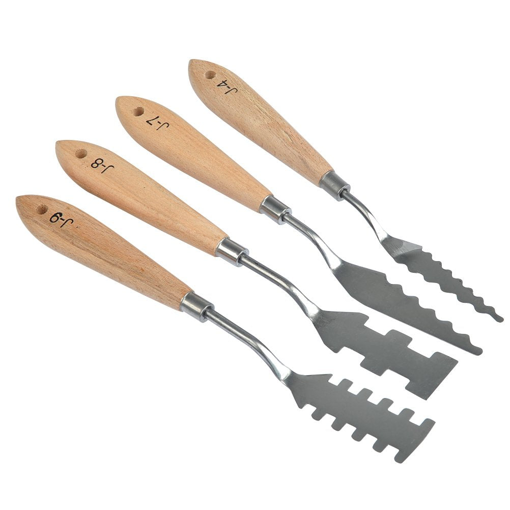 FOCCTS 13 Pcs Palette Knife Set, Stainless Steel Spatula Knives, Wooden Handle Painting Pallet Knife Set for Oil, Acrylic Mixing, 13 Distinctive Blade Shapes FOCCTS