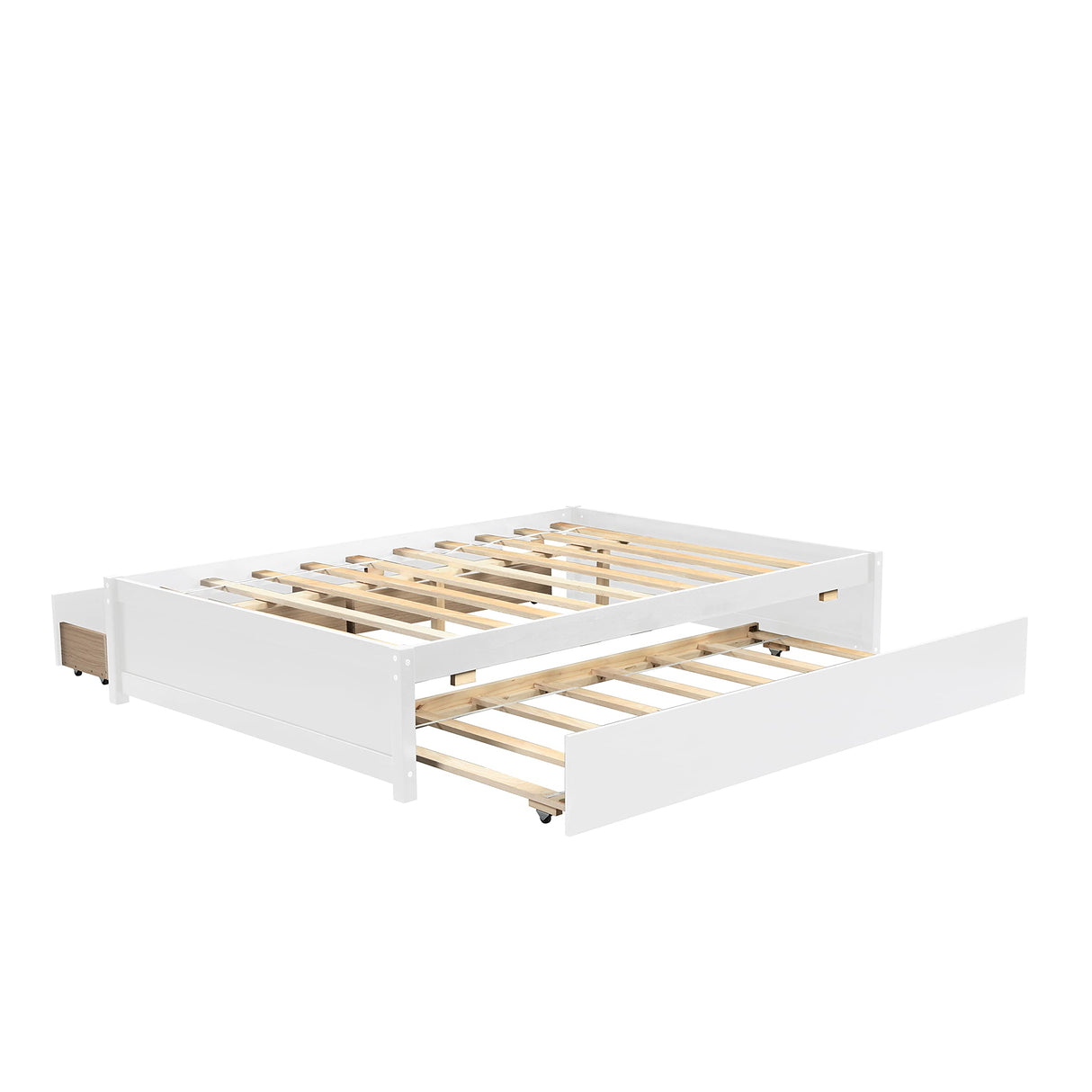 Bellemave White Full Size Bed Frame with Trundle and 2 Storage Drawers Bellemave