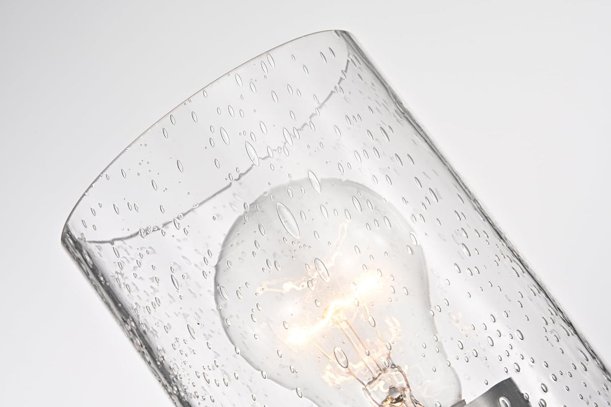 3-Light Brushed Nickel and Wood Vanity Light with Seedy Glass, Farmhouse Wall Sconces Bathroom Light Fixture for Living Room Bathroom Edvivi