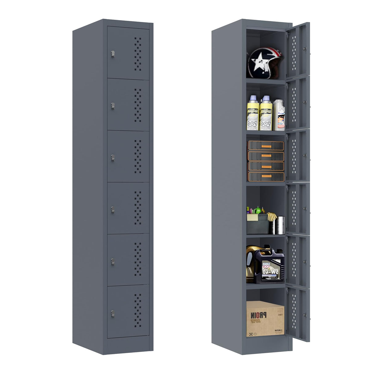 BUTISOW Metal Lockers - 71" Height Steel Lockers for Employees with 6 Door Storage Locker for Employees Gym School Home Office Garage - Assembly Required BUTISOW