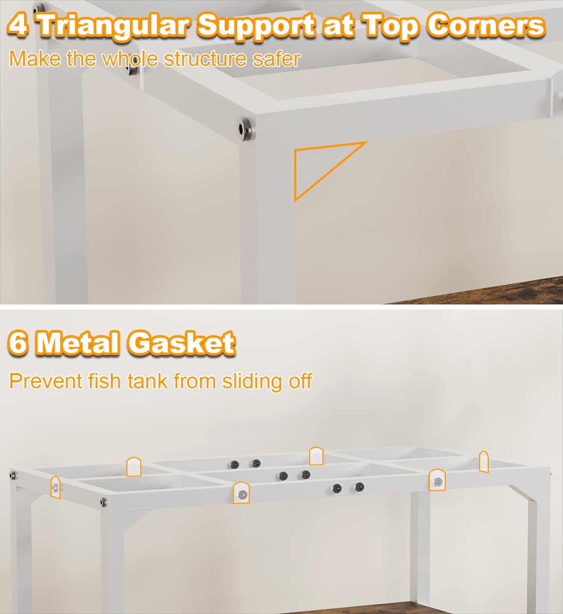 Mondazie 20 Gallon High Rimless Fish Tank Stand with Shelf for Storage, 2 Tiers Metal Aquarium Stand, Breeder Tank Turtle Reptile Terrariums Stand Rack for Home Office, 24" L x 12" W x 20.5" H, White Mondazie