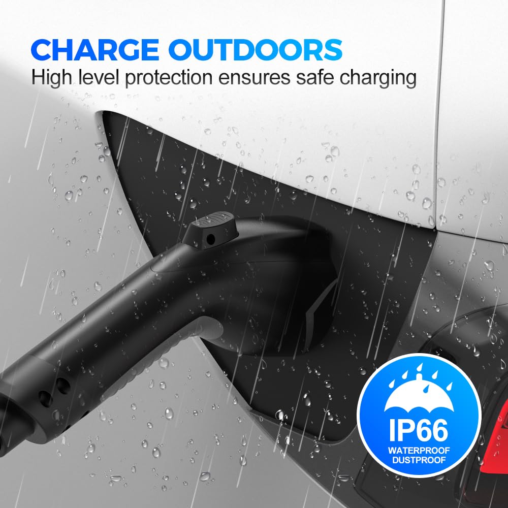 EVDANCE EV Charger Level 1/2 6-16A Adjustable, EV Chargers for Home with 25 FT J1772 EV Charging Cable, Electric Vehicle Charging Stations with NEMA 6-20 & 5-15 Plug, 110V-240V IP66 Waterproof EVDANCE