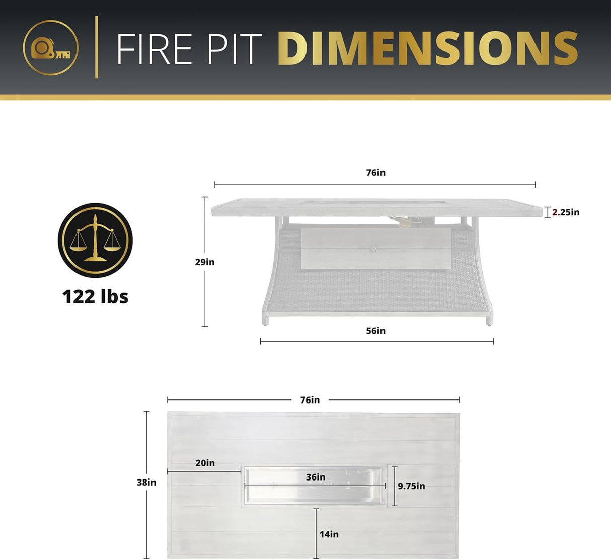 New Upgrade 7-Piece Rattan Patio Furniture Set, 76" Propane Fire Pit Table 50,000 BTU, 4 Dining & 2 Swivel Chairs Included, Cushion, CSA Certified, for Garden Backyard Outdoor Dining and Conversations Lokingrise