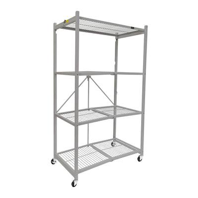 Origami 4-Tier Storage Shelves on Wheels, Steel Shelving Holds 1000 pounds, Heavy Duty Garage Storage & Organization, Closet Organizer, Utility Shelf