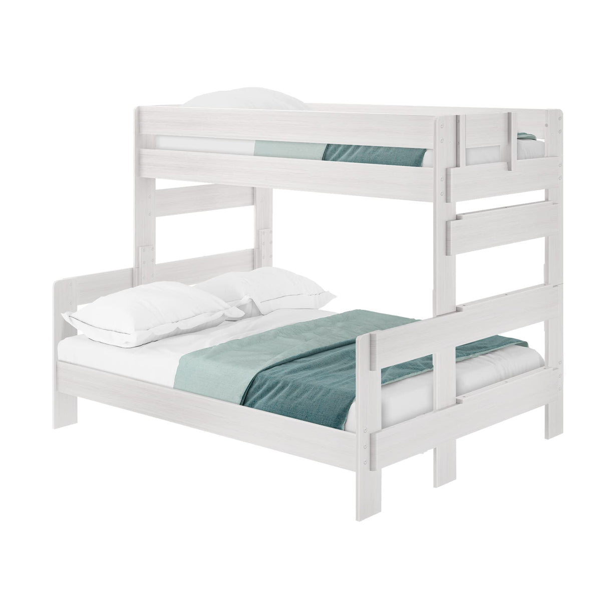 Plank+Beam Rustic Wood Bunk Bed, Solid Wood Twin XL-Over-Queen Bed Frame, Heavy-Duty Bunk Bed for Adults, No Box Spring Needed, White Wash Plank+Beam