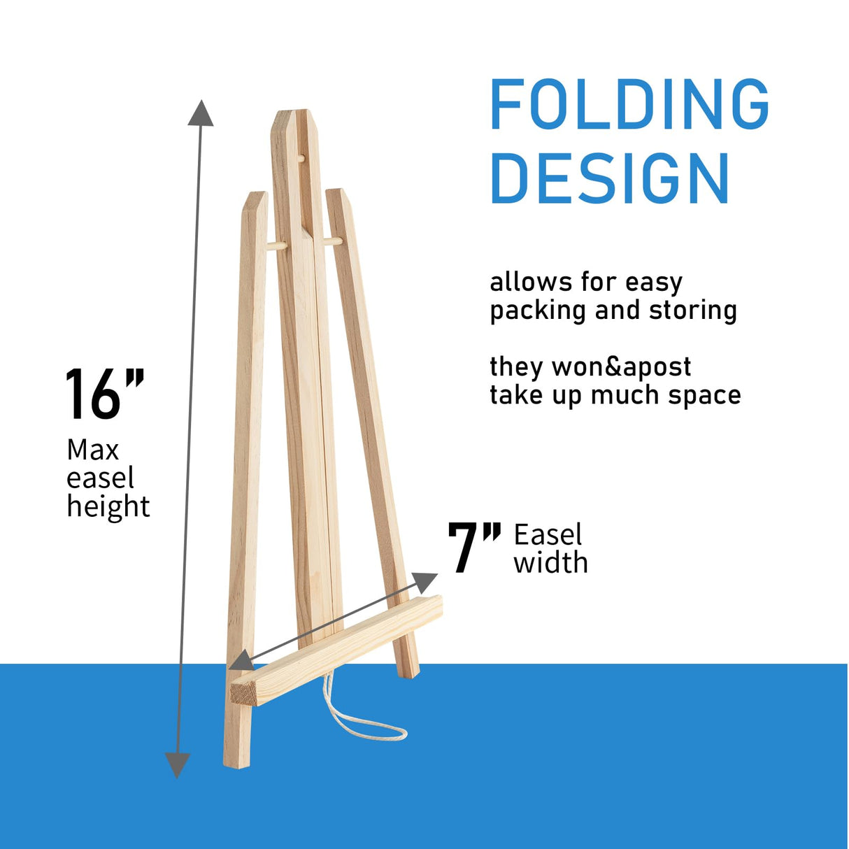 Falling in Art 16 Inch Wood Easel Stand, Tabletop Display Stand A-Frame Artist Easel for Painting Canvas, Portable Photo, Picture and Sign Holder (4 Pack) Falling in Art