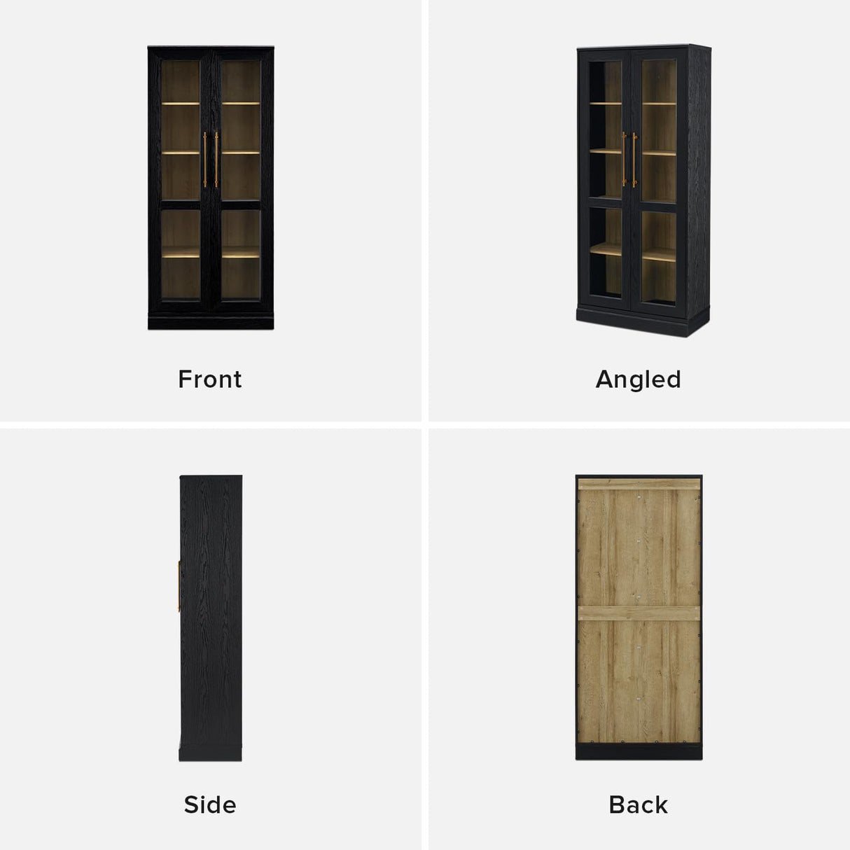 mopio Blake Tall Display Cabinet, Kitchen Buffet Pantry Cupboard, Trophy Display Case, Storage Cabinet Scratch Resistant Acrylic, Modern Farmhouse Curio Organizer (Black Oak Acrylic, Single) mopio