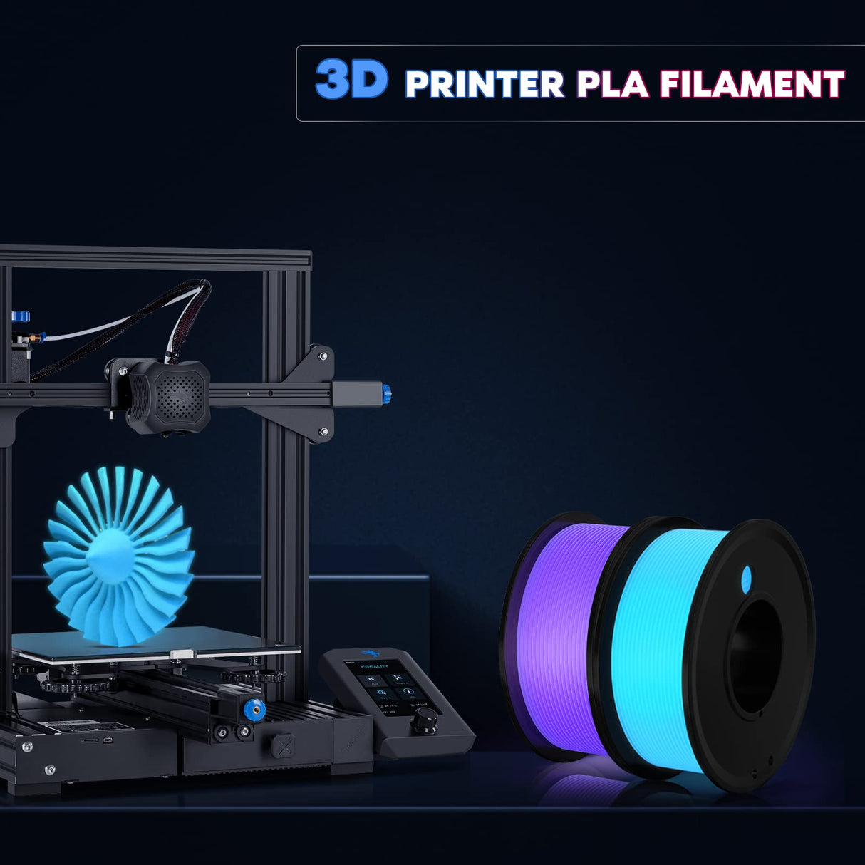 FAHKNS 3D Printer Filament PLA Glow in The Dark 1.75mm 3-D Printing Materials 3 Colors Bundle Print Filimate 1.75 mm Green Blue Purple Filiment Accuracy ±0.05mm Spool Vacuum Pack 250G Rolls Fillament FAHKNS