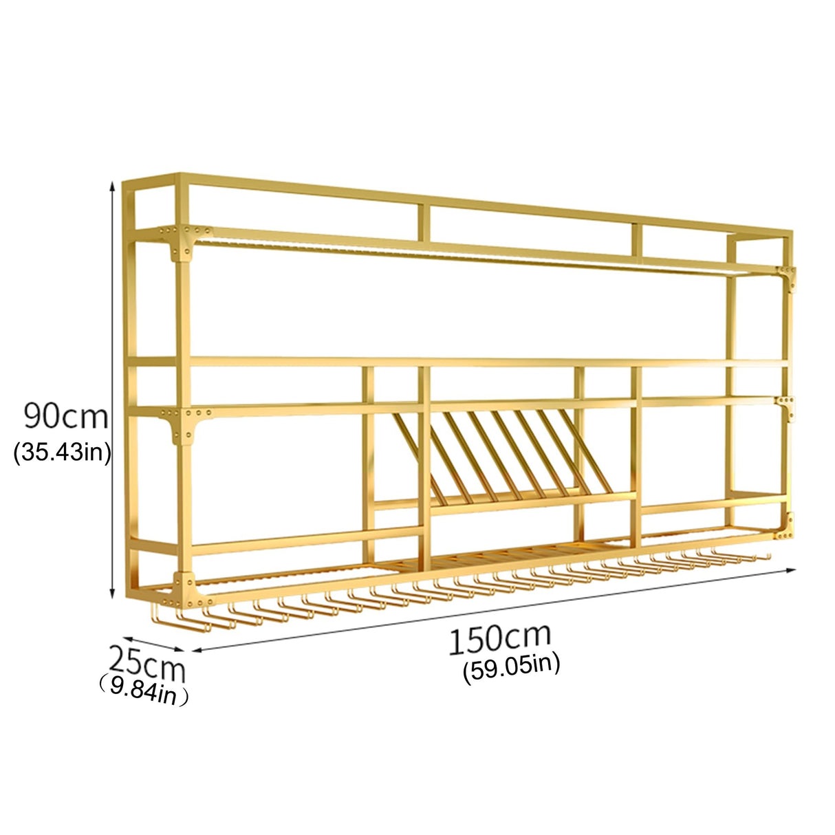 Wine Rack Wall Mounted Bar Shelves with Hanging Wine Glass Rack Liquor Bottle Display Shelf with LED Light Floating Bar Shelves Whiskey Shelf Kitchen Wall Cabinet for Home Bar Dining Room Cafe(Color:G JOSIAHCQ