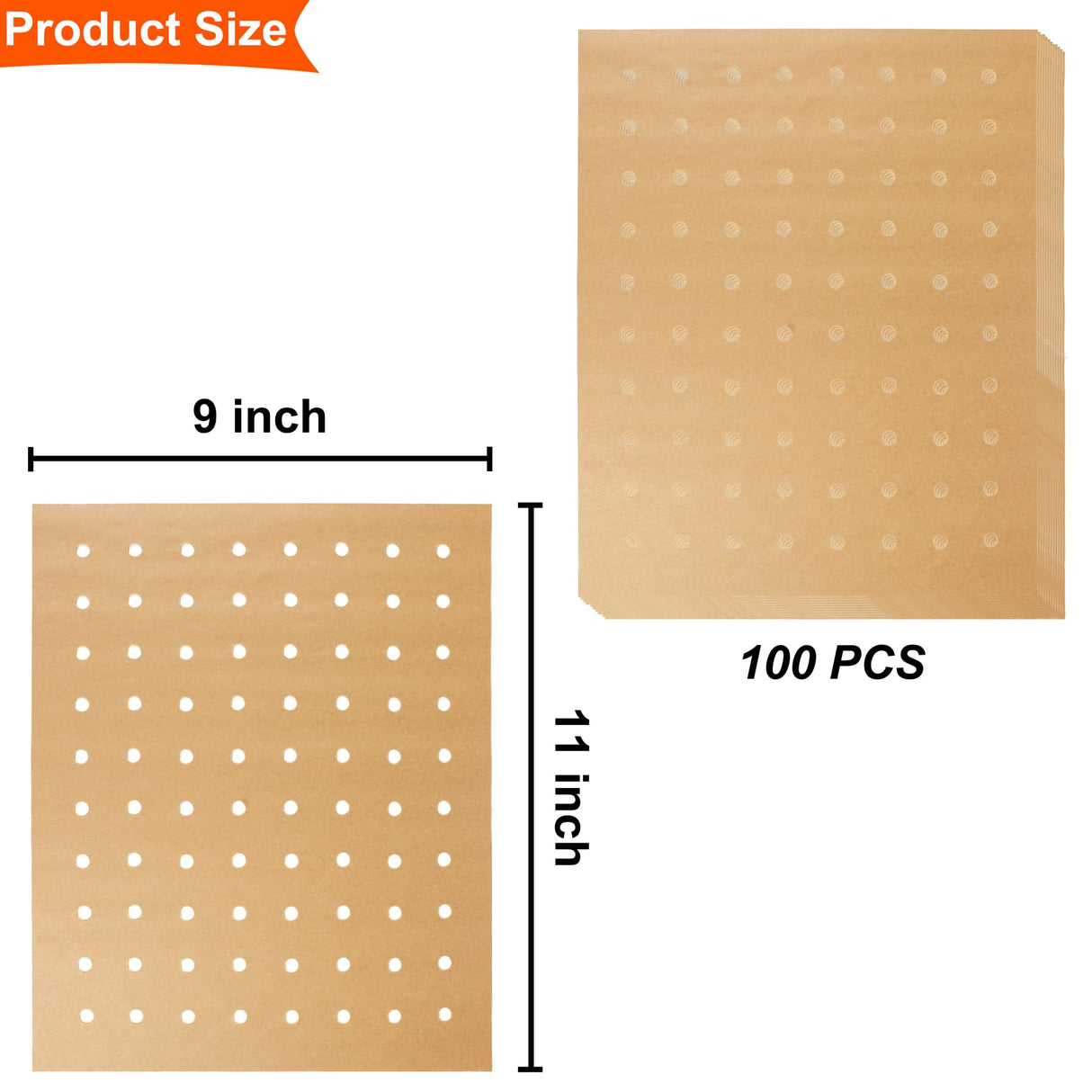 Air Fryer Liners Disposable, Parchment Paper for Baking, 100 Pcs 11 x 9 inch Unbleached Parchment Paper Sheets, Perforated Rectangular Baking Papers, HOFHTD Nonstick Air Fryer Accessories HOFHTD