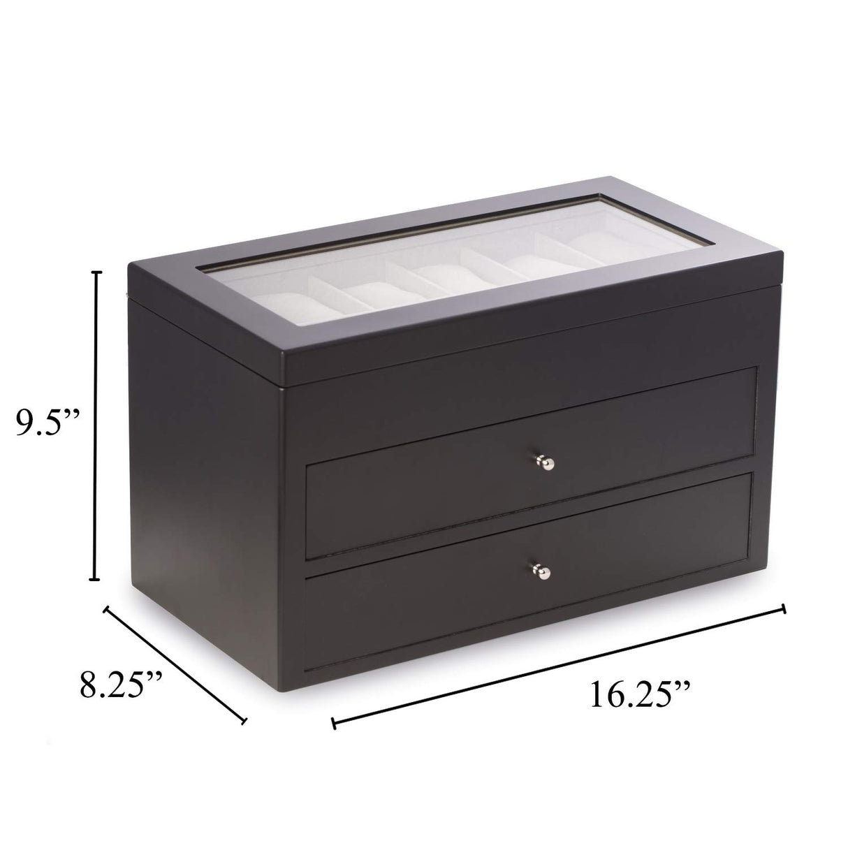 Bey-Berk Custom Personalized Watch Box Organizer - 36 Slot Luxury Solid Wood Designer Display, Large Watch Slots (Black) Bey-Berk