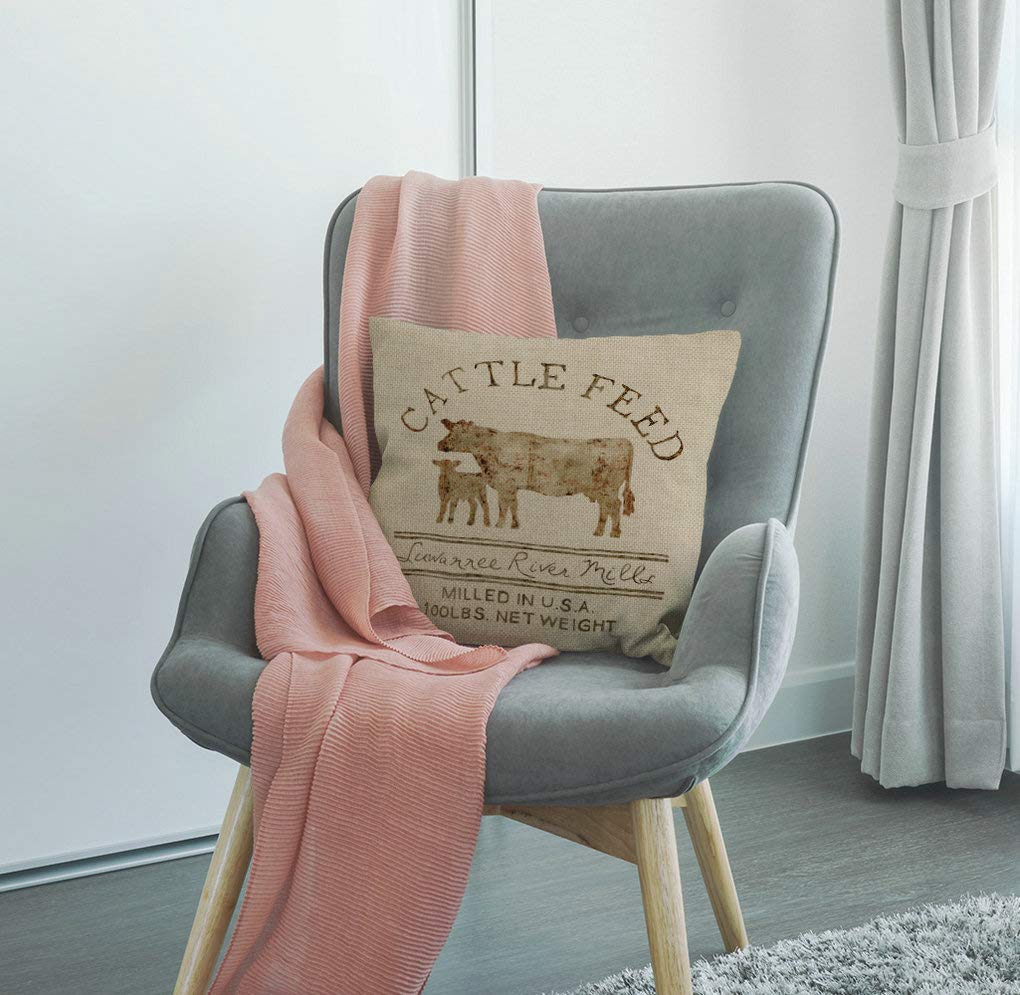 SSOIU Cattle Feed Theme Farmhouse Decorative Throw Pillow Covers for Sofa Couch Home Decoration 18x18 inches SSOIU