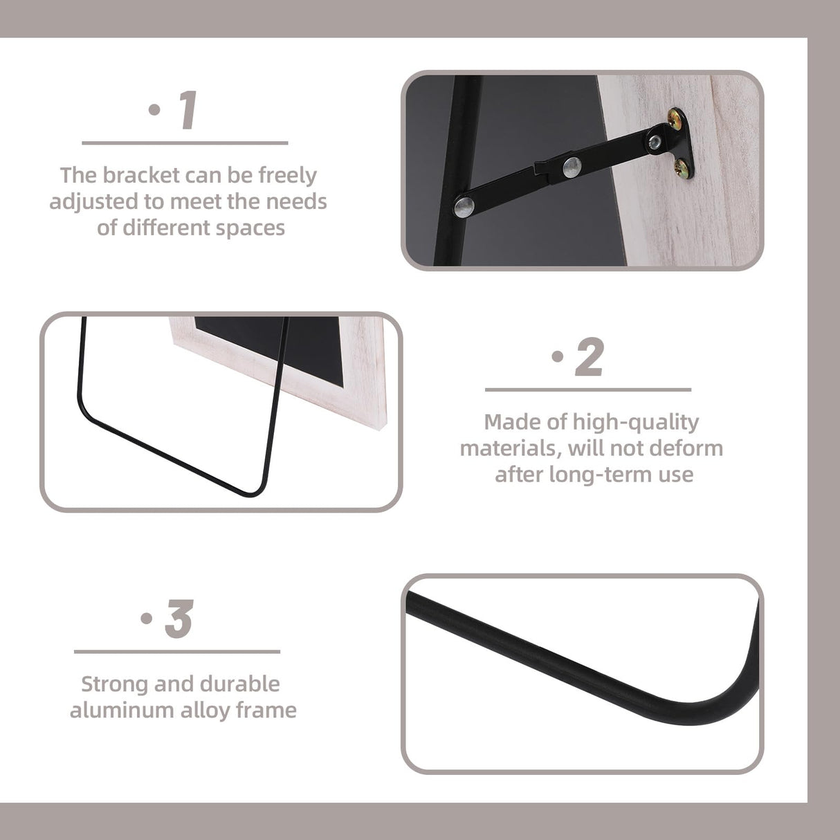 ZHUNFA Arched Full Length Mirror with Solid Wood Frame, 65x22 Farmhouse Wall Mirror Full Length with Stand, Vertical Hanging, Leaning Standing for Bedroom, Living Room, Rustic White ZHUNFA