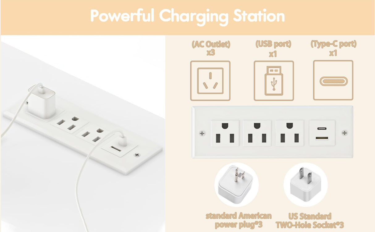 JassmiPkwy 70 INCH 9 Drawers Dresser with Power Outlet, Wide High Gloss Chest of Drawers Large, Modern Storage Drawer Dresser for Bedroom, White JassmiPkwy