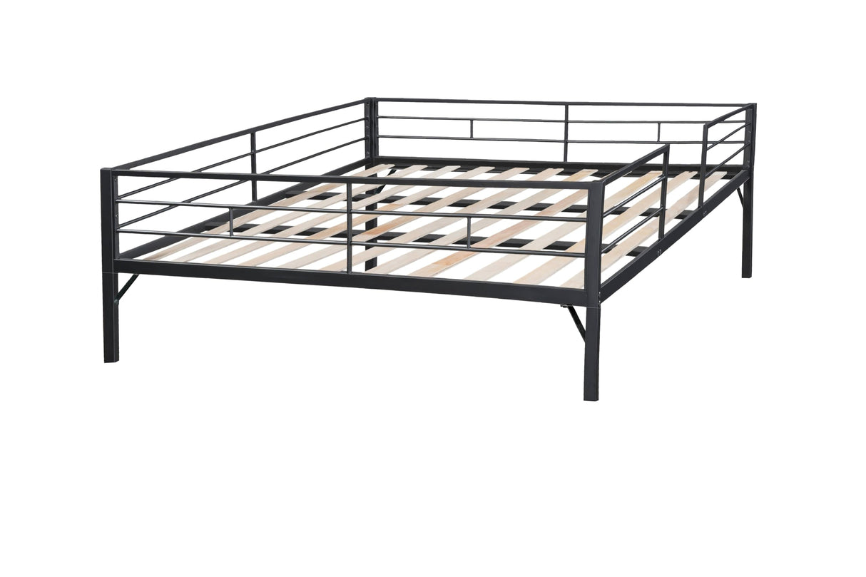 PVWIIK King Over King Bunk Bed with Drawer and Guardrails for Adult Teenagers Bedroom,Metal Bed Frame w/Ladder for Girls, Boys,Modern Style Bed/No Box Spring Required,Black PVWIIK