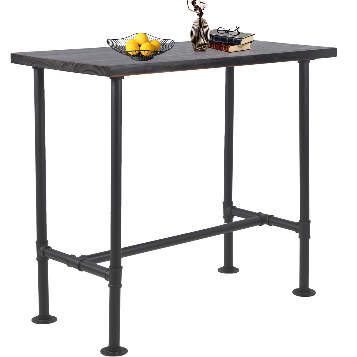 BOKKOLIK 41.3inch Height Industrial Bar Table Rustic Pipe Design Kitchen Dining Table Farmhouse Office Meeting Computer Desk for 4-5 People Bistro Cafe Tables Rectangle BOKKOLIK