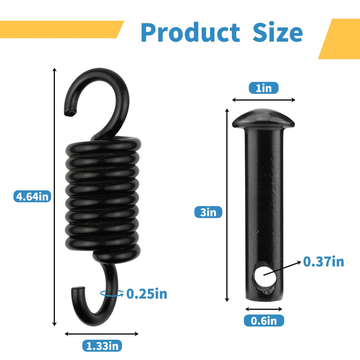 Hammock Chair Ultimate Hanging Kit by JPKTA - 500lbs Capacity Egg Hammock Chair Spring Hook and Pin Plug Hardware Black for Hanging Basket Chairs Hammock and Porch Swings Replacement Parts JPKTA