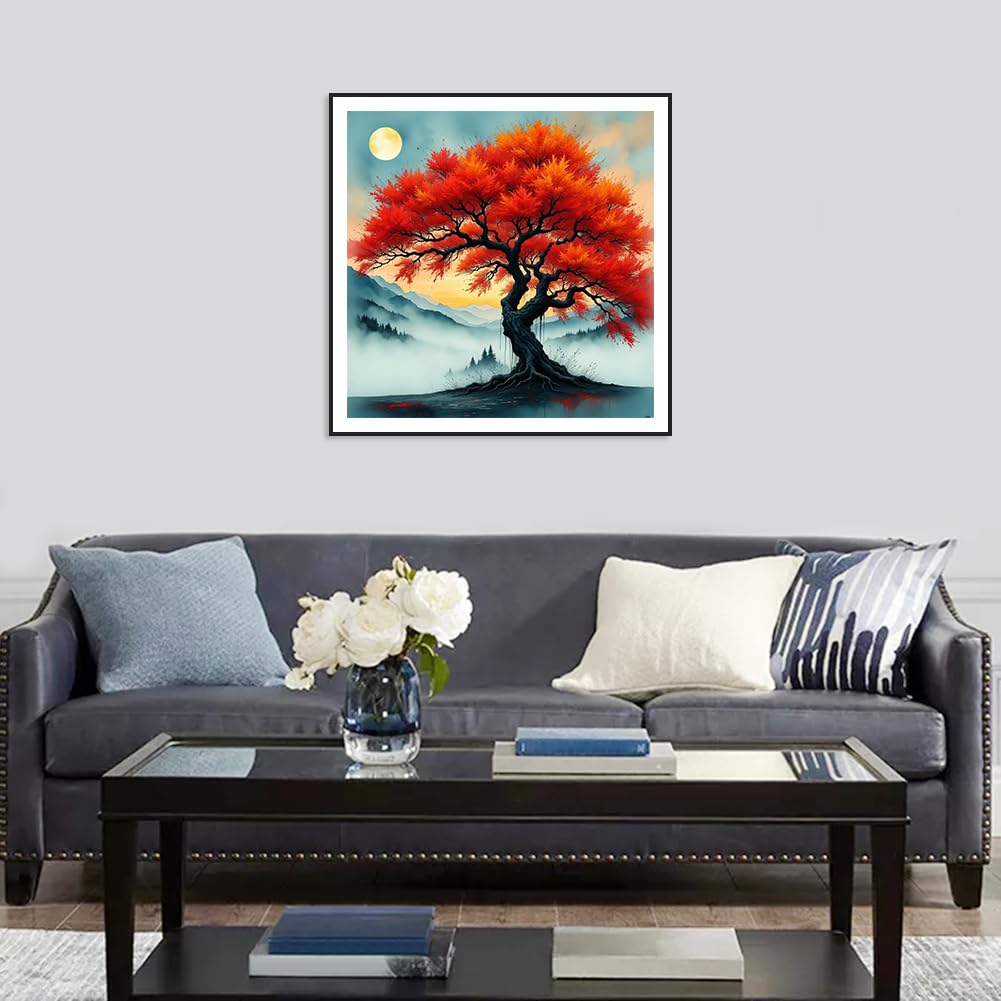 SJUTOUCI Tree Diamond Painting Kits for Adults, Diamond Art Kits for Beginners, 5D DIY Full Drill Gem Craft Art for Home Decor Gift 12x12 inch, Fall SJUTOUCI