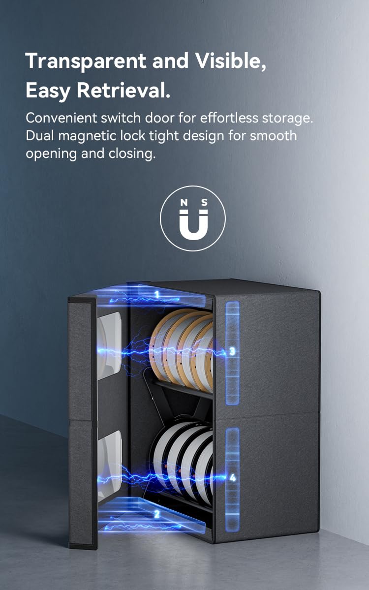 Creality Filament Storage Box, 3D Printer UV Resin/Filament Holder, 10KG Large Storage Capacity, Magnetic Closure, Moisture-Proof and Damp-Proof, Perfect for 3D Filament Storage Lokkr