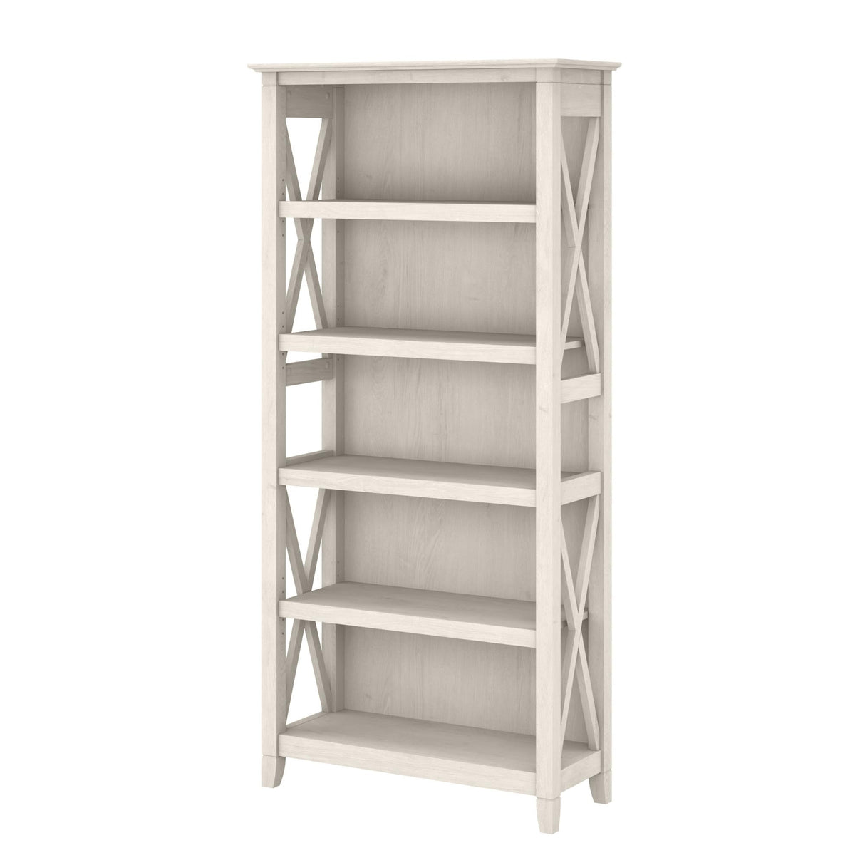 Bush Business Furniture Key West 5-Shelf Bookcase in Linen White Oak - Stylish Storage Solution for Any Room Bush Business Furniture