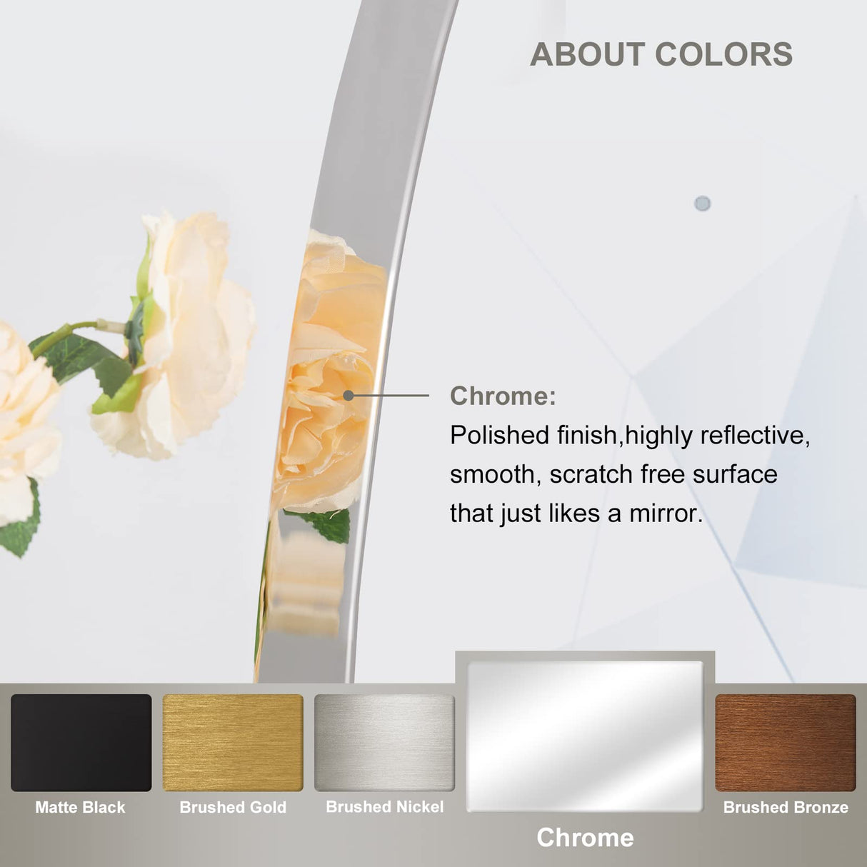 ANDY STAR 36'' Chrome Round Mirror, Polished Silver Round Bathroom Mirror, Big Circle Wall Mirror in Metal Frame, Large Vanity Mirror for Entryway, Living Room, Washrooms ANDY STAR