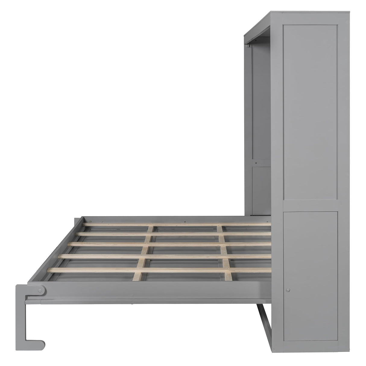 Harper & Bright Designs Queen Size Murphy Bed Wall Bed with LED Lights, Solid Wood Queen Platform Bed, Murphy Chest Bed, Muti-Functional Cabinet Bed for Kids Teens Adult,Gray Harper & Bright Designs