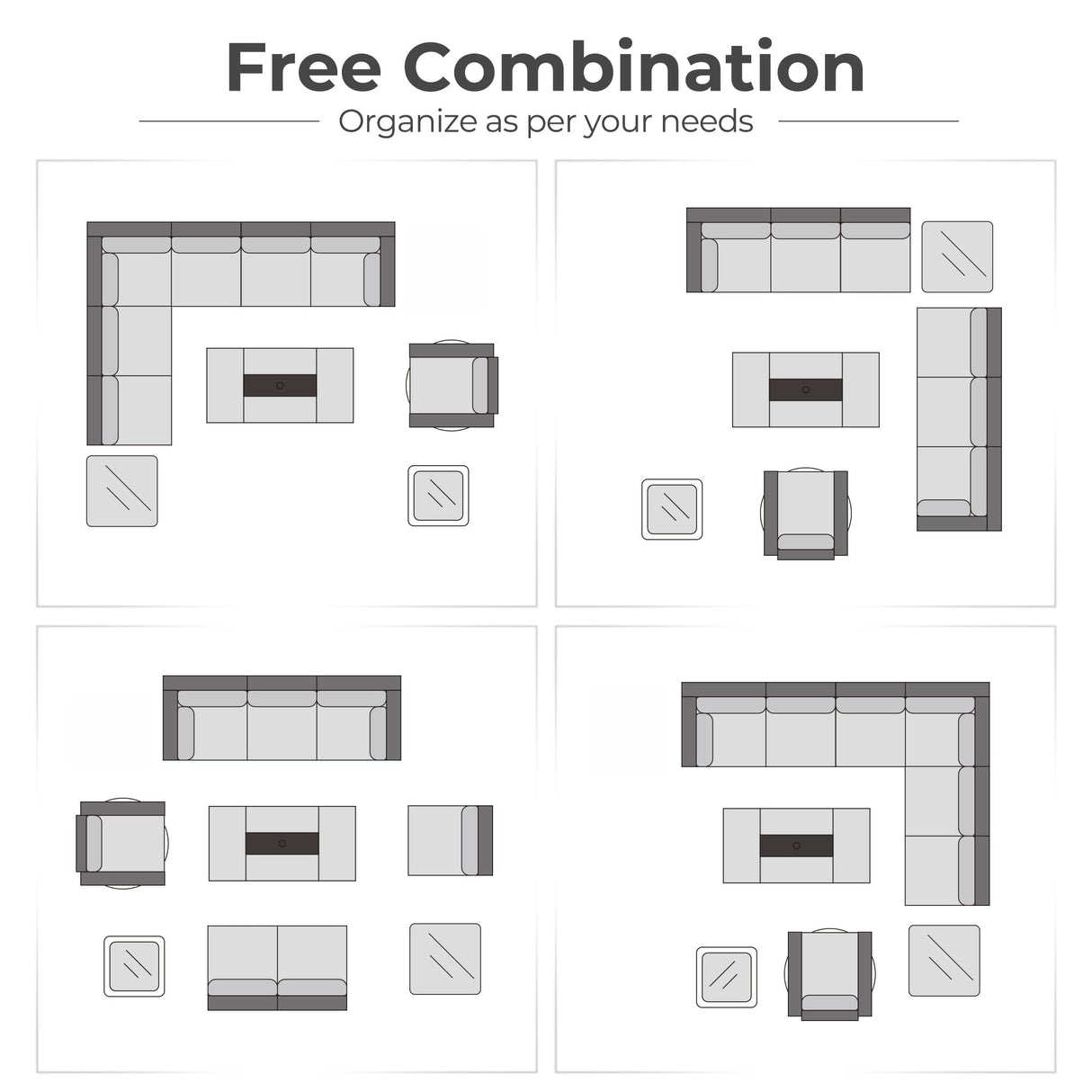 HOOOWOOO 10 Piece Patio Sectional Furniture Set with Fire Pit Table,Modern Wicker Outdoor Conversation Sofa Sets,Weather Resistant Modular L Shaped Outside Couch Swivel Chair Set(Black) HOOOWOOO