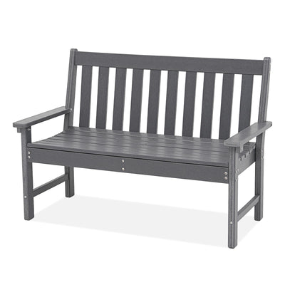 COBANA Dark Gray Outdoor Garden Bench – Durable All-Weather HDPE Patio Seating for 2-3 People